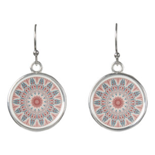 Striking Modern Kaleidoscope Mandala Fractal Art Earrings
