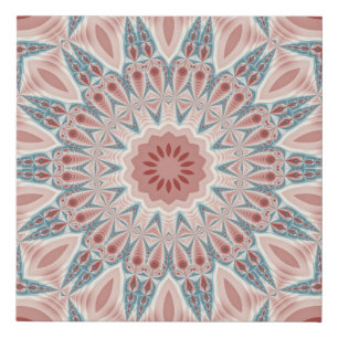 Striking Modern Kaleidoscope Mandala Fractal Art Faux Canvas Print