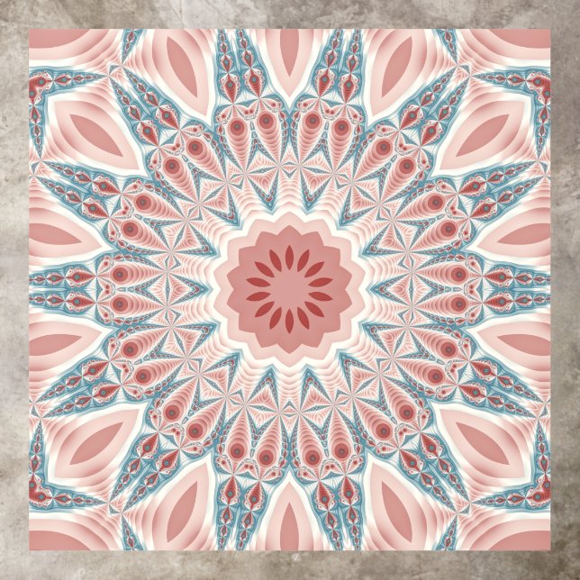 Striking Modern Kaleidoscope Mandala Fractal Art Floor Decals (Insitu)