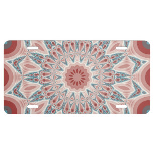 Striking Modern Kaleidoscope Mandala Fractal Art License Plate