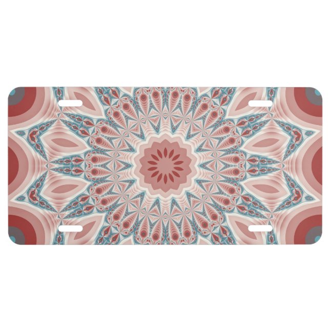 Striking Modern Kaleidoscope Mandala Fractal Art License Plate (Front)