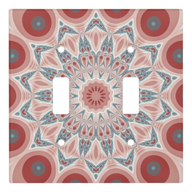 Striking Modern Kaleidoscope Mandala Fractal Art Light Switch Cover (Front)