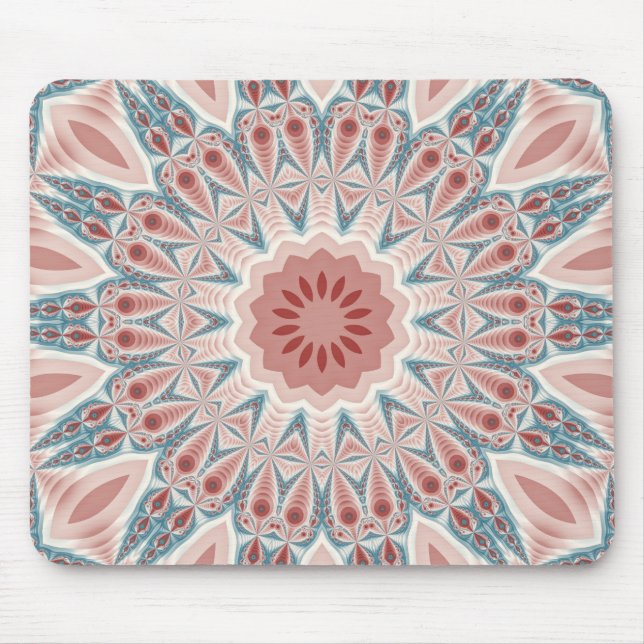 Striking Modern Kaleidoscope Mandala Fractal Art Mouse Pad (Front)