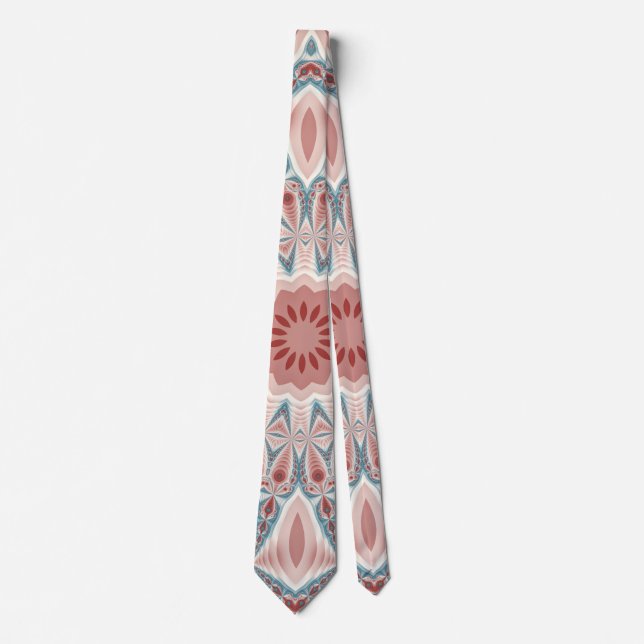 Striking Modern Kaleidoscope Mandala Fractal Art Neck Tie (Front)