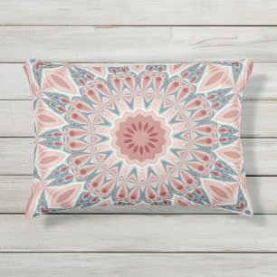 Striking Modern Kaleidoscope Mandala Fractal Art Outdoor Pillow