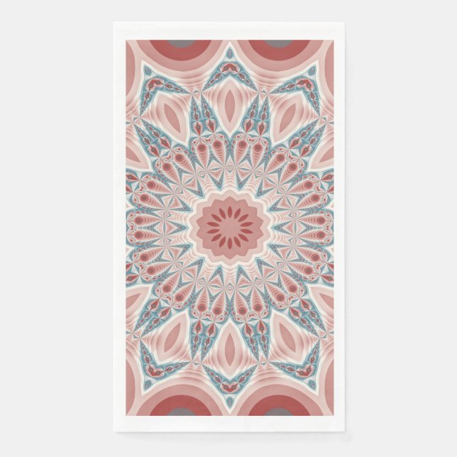 Striking Modern Kaleidoscope Mandala Fractal Art Paper Guest Towels (Front)