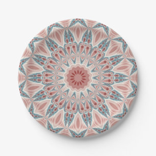 Striking Modern Kaleidoscope Mandala Fractal Art Paper Plates