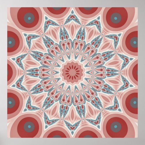 Striking Modern Kaleidoscope Mandala Fractal Art Poster