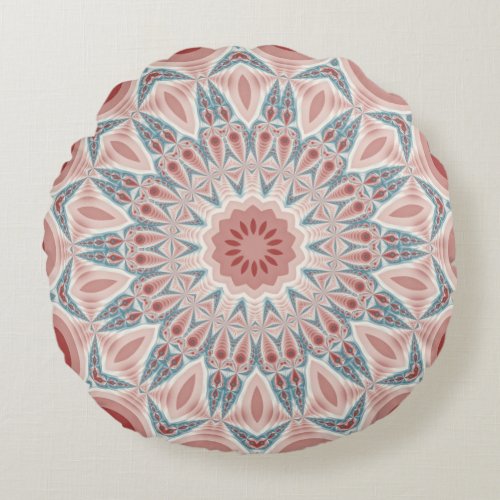 Striking Modern Kaleidoscope Mandala Fractal Art Round Pillow