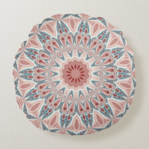 Striking Modern Kaleidoscope Mandala Fractal Art Round Pillow
