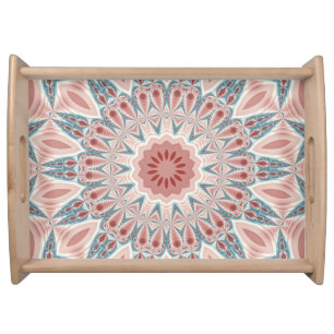 Striking Modern Kaleidoscope Mandala Fractal Art Serving Tray