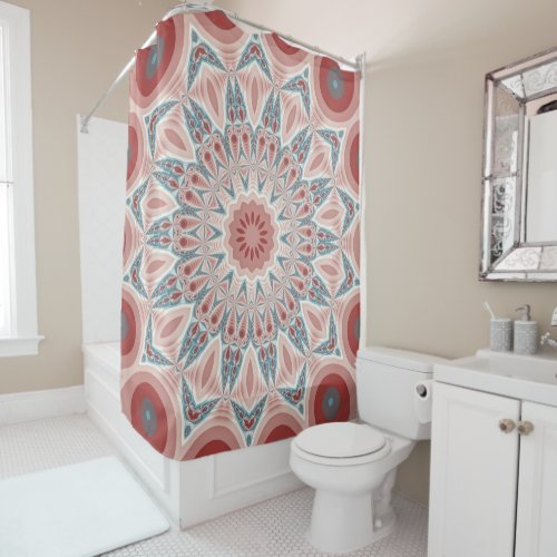 Striking Modern Kaleidoscope Mandala Fractal Art Shower Curtain