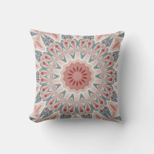 Striking Modern Kaleidoscope Mandala Fractal Art Throw Pillow