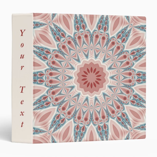 Striking Modern Kaleidoscope Mandala Fractal Text 3 Ring Binder (Front/Spine)