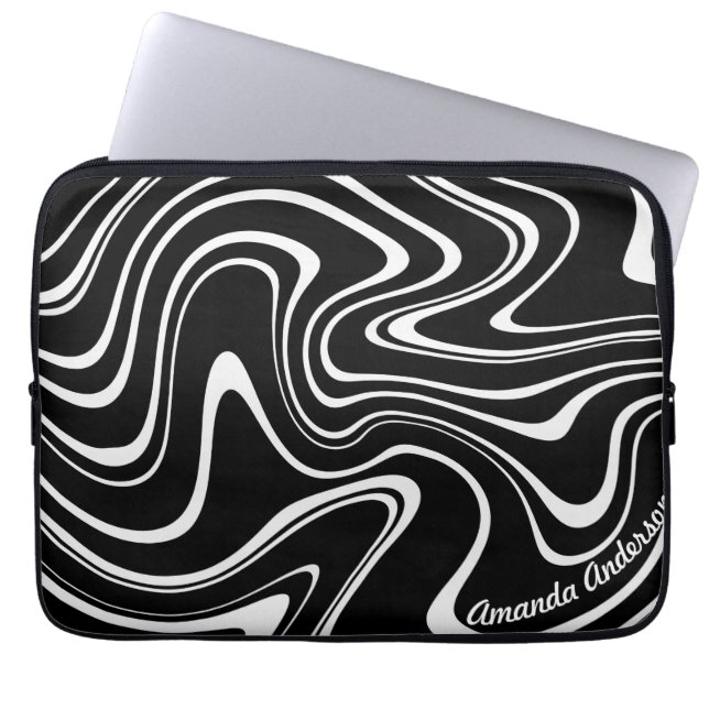 Striking Modern Swirling Pattern - Personalizable! Laptop Sleeve (Front)