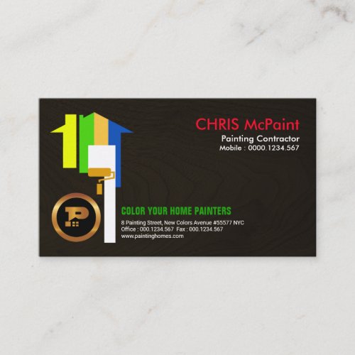Striking Multicolored Home Wood Grain Painter Business Card