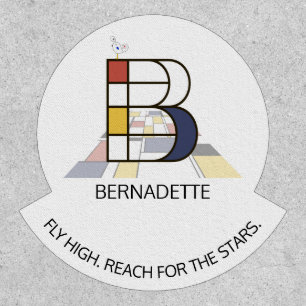 Striking Neoplasticism Art Monogram. Letter B Patch