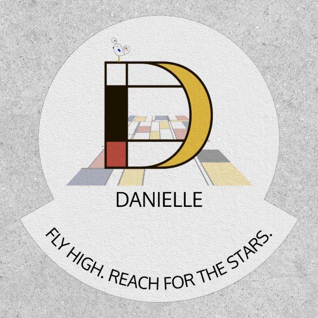 Striking Neoplasticism Art Monogram. Letter D Patch (Front)