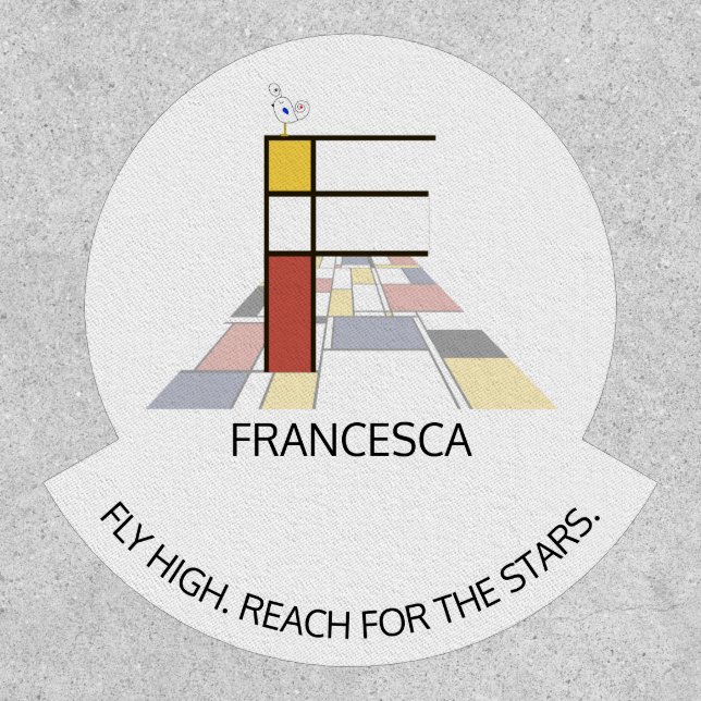 Striking Neoplasticism Art Monogram. Letter F Patch (Front)