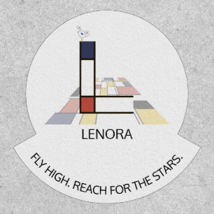 Striking Neoplasticism Art Monogram. Letter L Patch