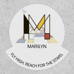 Striking Neoplasticism Art Monogram. Letter M Patch