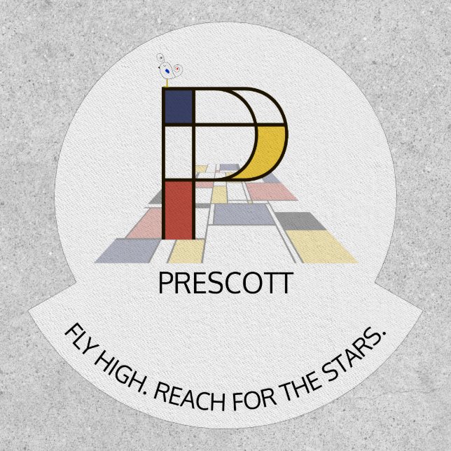 Striking Neoplasticism Art Monogram. Letter P Patch (Front)