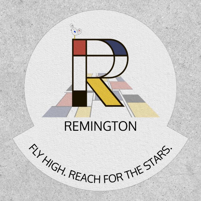 Striking Neoplasticism Art Monogram. Letter R Patch (Front)