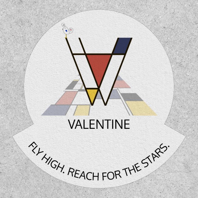 Striking Neoplasticism Art Monogram. Letter V Patch (Front)