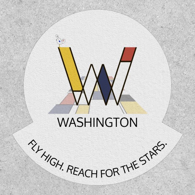 Striking Neoplasticism Art Monogram. Letter W Patch (Front)