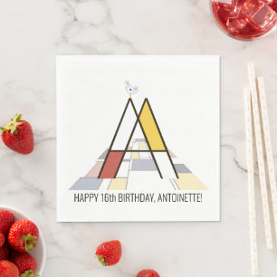 Striking Neoplasticism Style Monogram. Letter A Napkins