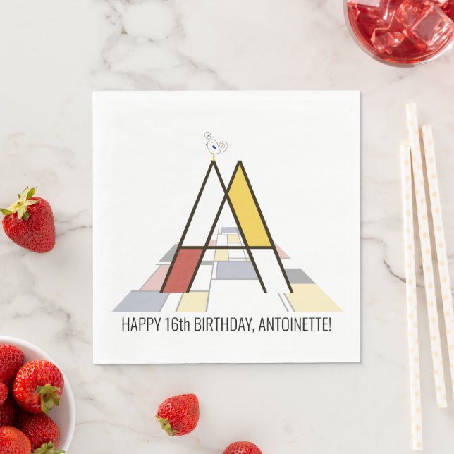 Striking Neoplasticism Style Monogram. Letter A Napkins (Insitu)