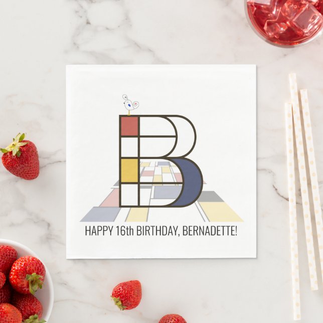 Striking Neoplasticism Style Monogram. Letter B Napkins (Insitu)