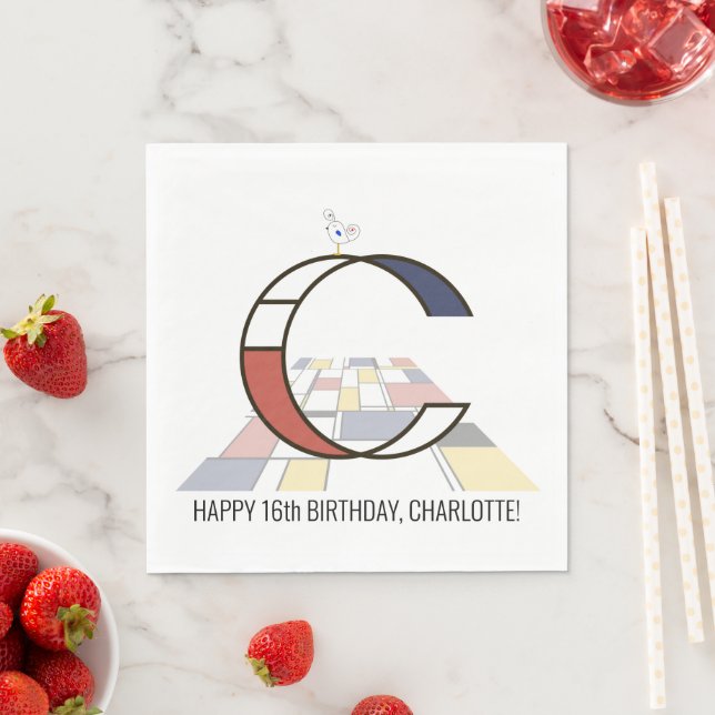 Striking Neoplasticism Style Monogram. Letter C Napkins (Insitu)