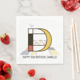 Striking Neoplasticism Style Monogram. Letter D Napkins