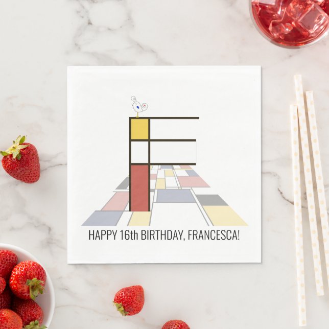 Striking Neoplasticism Style Monogram. Letter F Napkins (Insitu)