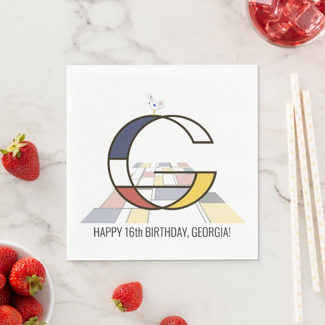 Striking Neoplasticism Style Monogram. Letter G Napkins (Insitu)