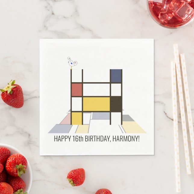 Striking Neoplasticism Style Monogram. Letter H Napkins (Insitu)