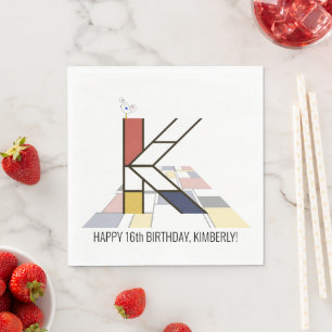 Striking Neoplasticism Style Monogram. Letter K Napkins
