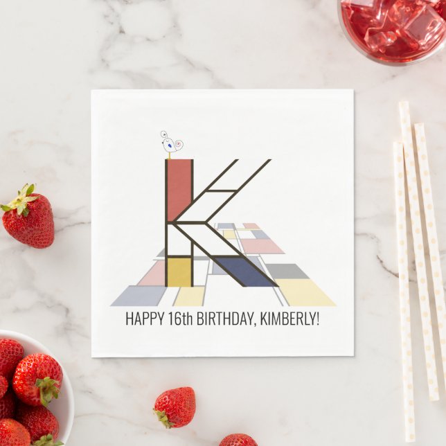 Striking Neoplasticism Style Monogram. Letter K Napkins (Insitu)