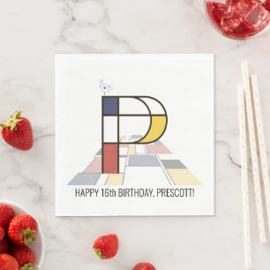 Striking Neoplasticism Style Monogram. Letter P Napkins