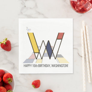 Striking Neoplasticism Style Monogram. Letter W Napkins