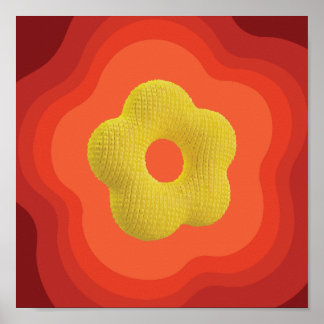 Striking Orange Flower Art Poster - Square Design