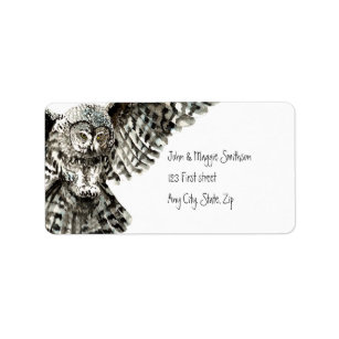 Striking Owl Bird Nature Custom Art Label