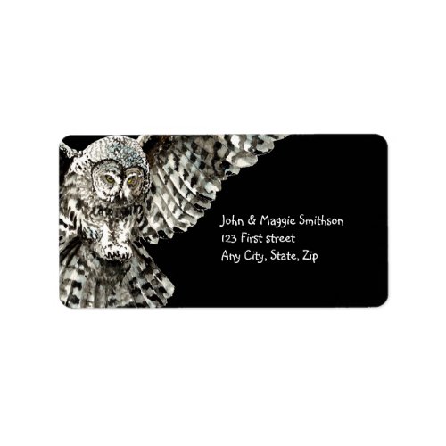 Striking Owl Bird Nature Custom Art Label