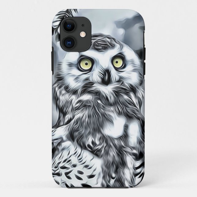 Striking Owl On Winter Branch Cell Phone Case (Back)
