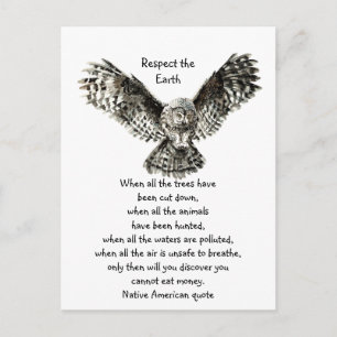 Striking Owl Respect Earth Native American Quote Postcard