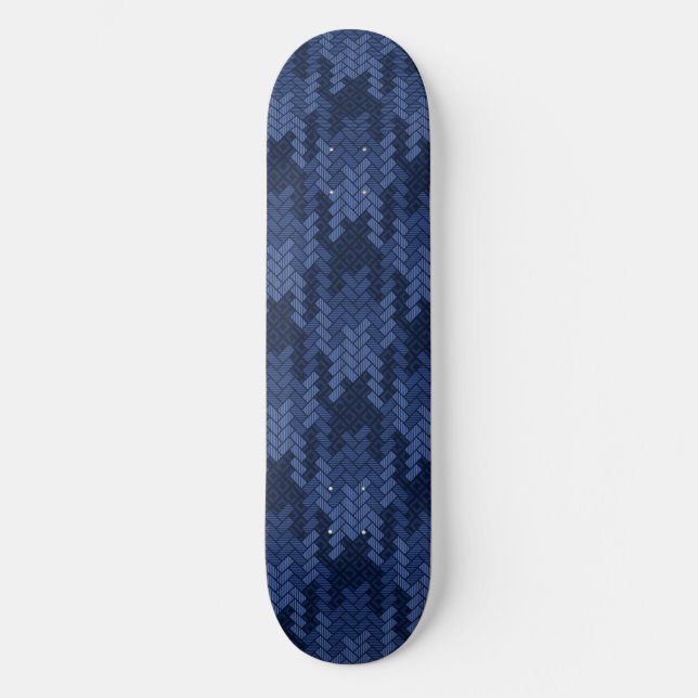 Striking pattern of blue shapes skateboard (Front)