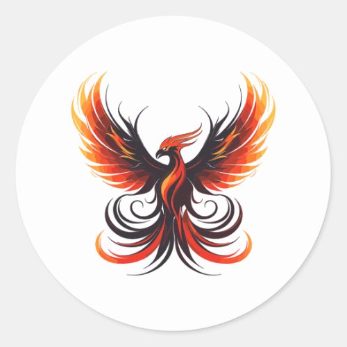 Striking Phoenix in Flames Spreading Its Wings Classic Round Sticker