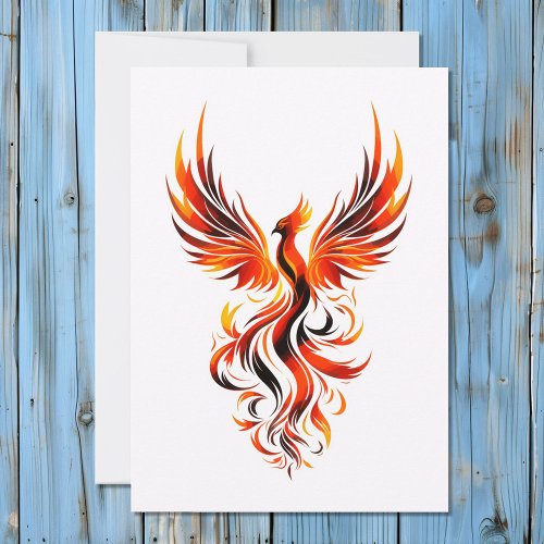 Striking Phoenix in Flames Vector Art Holiday Card