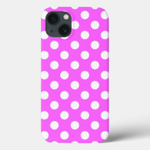Striking Pink Color And Cute White Polka Dots iPhone 13 Case